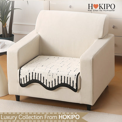 Premium Supple Soft Wavy Sofa Cover Mat, Off White