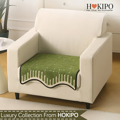 Premium Supple Soft Wavy Sofa Cover Mat, Green