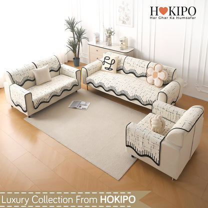 Premium Supple Soft Wavy Sofa Cover Mat, Off White