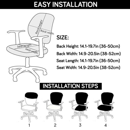 Office Chair Cover for Task Chair – 170 GSM Stretchable Jacquard – Washable & Anti-Slip – Fits Small Office Chairs Without Headrest, Black
