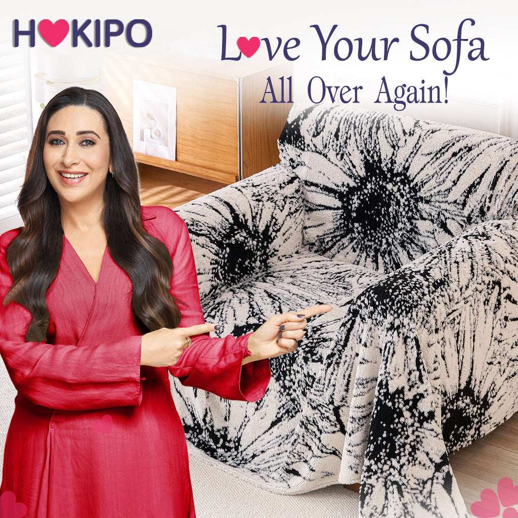 Buy Midnight Black Colour DaisyBloom Series Fleece Sofa Throw | HOKIPO