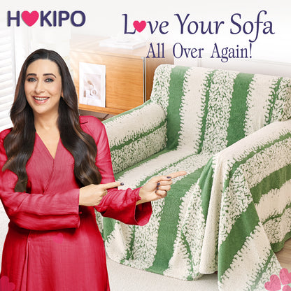 Buy Stylish Pistachio Green Colour Luxury Wavy Plush Sofa Cover – Single Seater Sofas | HOKIPO