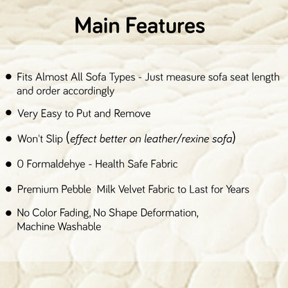 Premium Pebble Milk Velvet Anti Slip Sofa Mats, Bliss White