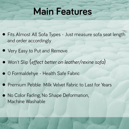 Premium Pebble Milk Velvet Anti Slip Sofa Mat for 1/2/3 Seater, Fog Blue