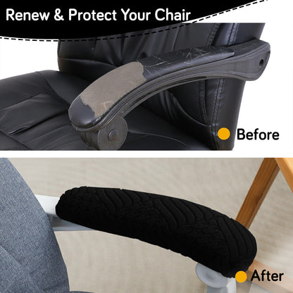 170gsm Jacquard Armrest Covers for Office Chair (Elastic Style), 1 Pair, Black