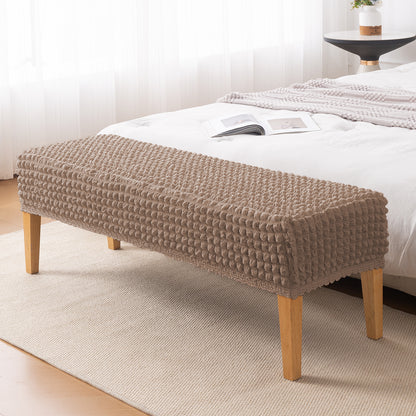 Aria Nova 280 GSM Stretchable Bubble Dining Bench Cover, Mocha Brown