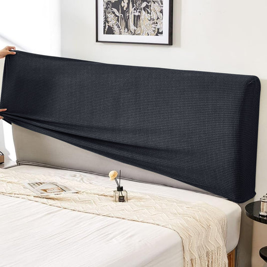 HOKIPO Jacquard Stretchable Bed Headboard Cover, Black