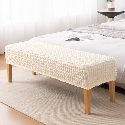 Aria Nova 280 GSM Stretchable Bubble Dining Bench Cover, Light Cream
