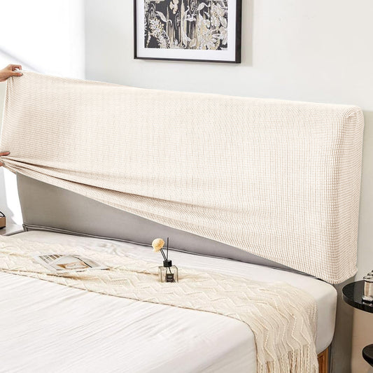 HOKIPO Jacquard Stretchable Bed Headboard Cover, Cream
