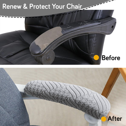 170gsm Jacquard Office Chair Arm Rest Cover (Elastic Style), 1 Pair, Light Grey