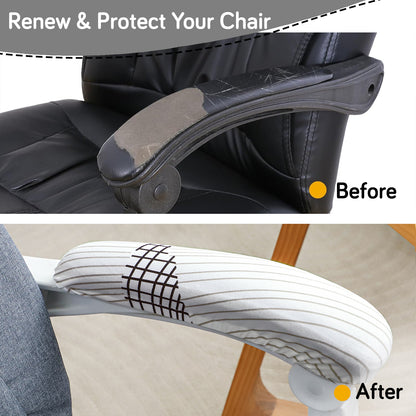 140gsm Printed Armrest Covers for Office Chair (Elastic Style), 1 Pair, Snow White Black Geometry