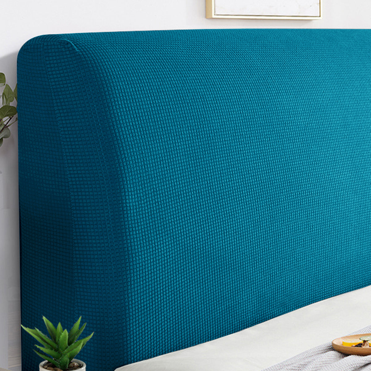 Buy HOKIPO Teal Colour Fully Fitted Jacquard Bed Headboard Cover