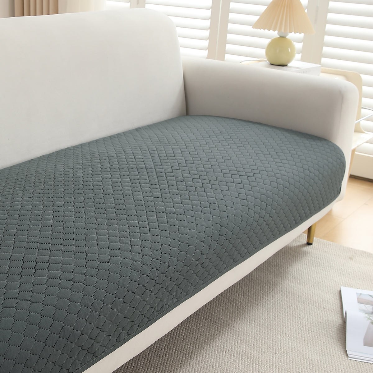 Polyester Quilted Sofa Cover Mats, Grey