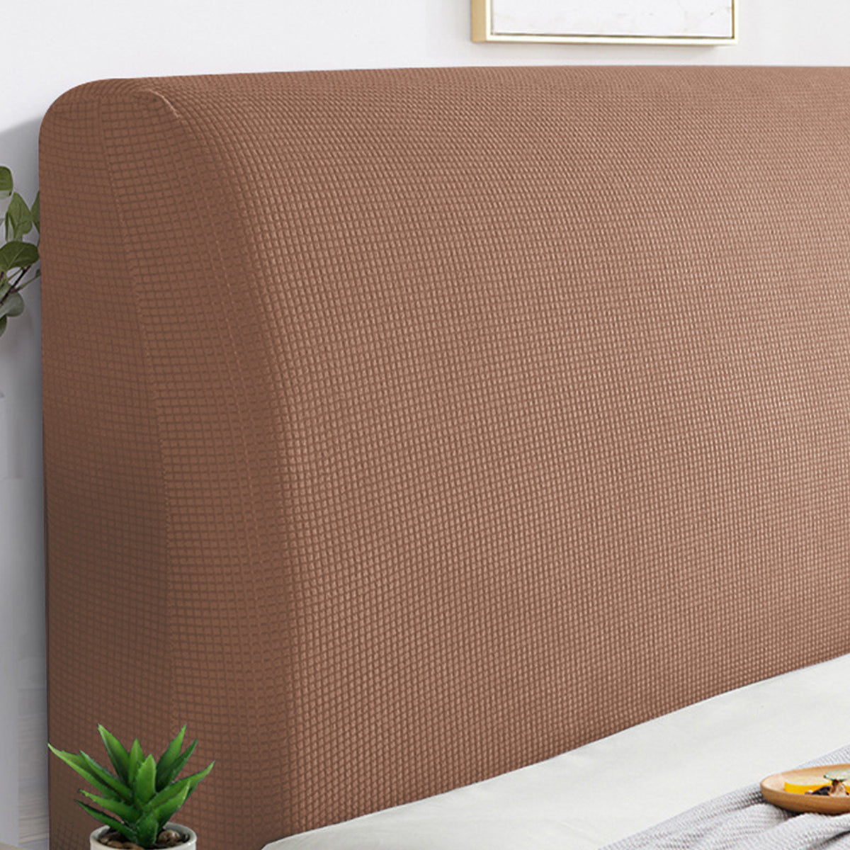 Buy HOKIPO Brown Colour Fully Fitted Jacquard Bed Headboard Cover