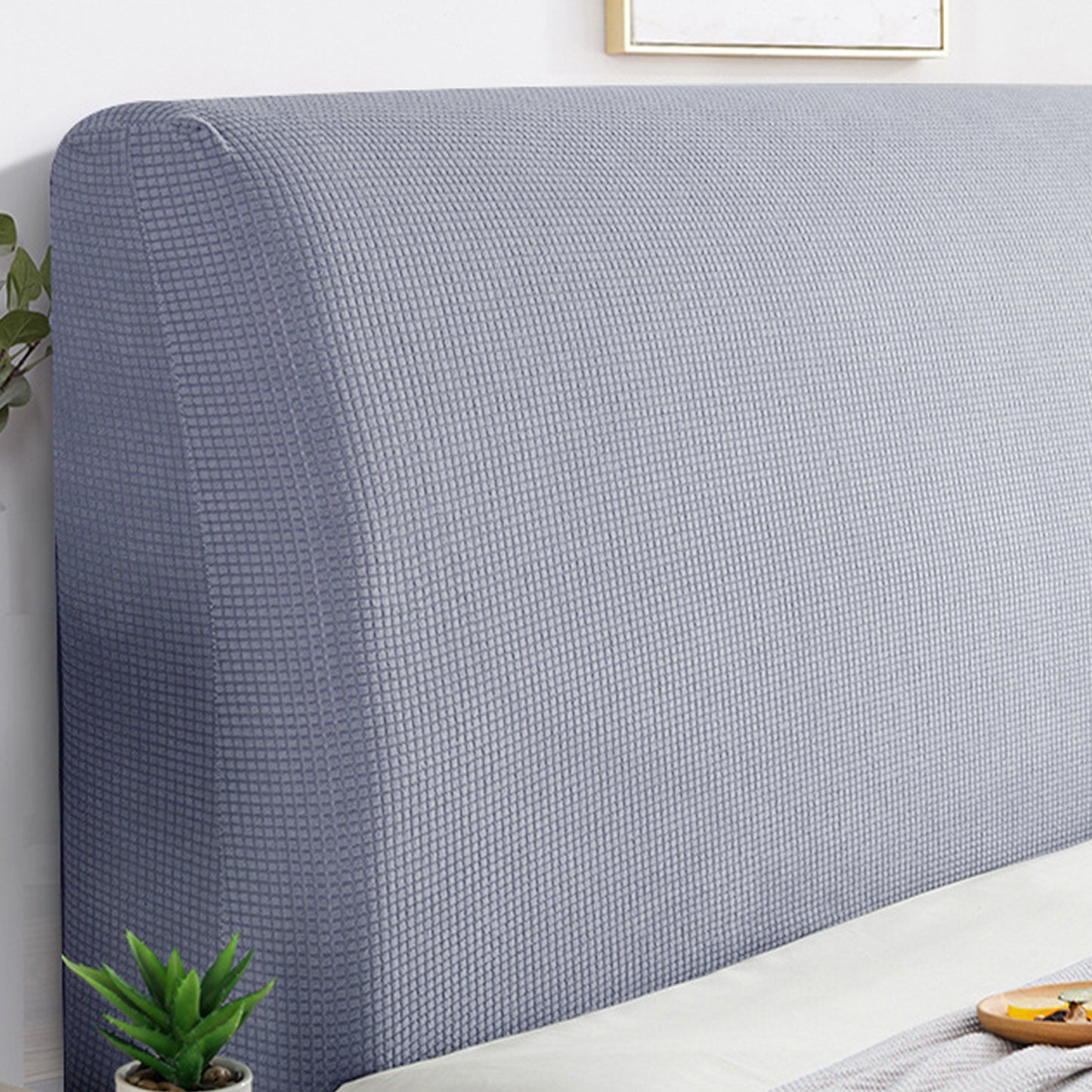 HOKIPO Jacquard Stretchable Bed Headboard Cover, Light Grey