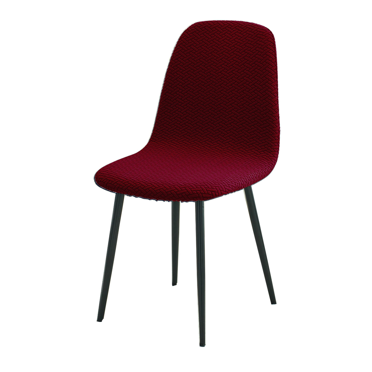 Premium Jacquard Fully Covered Cover for Mid Century Modern Dining Chair, Burgundy