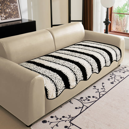 Luxury Wavy Plush Anti-Slip Sofa Cover Mats - Black