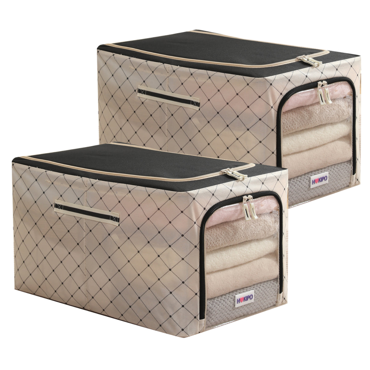 Foldable Cloth Storage  Box Organizer for Wardrobe - Ivory Noir
