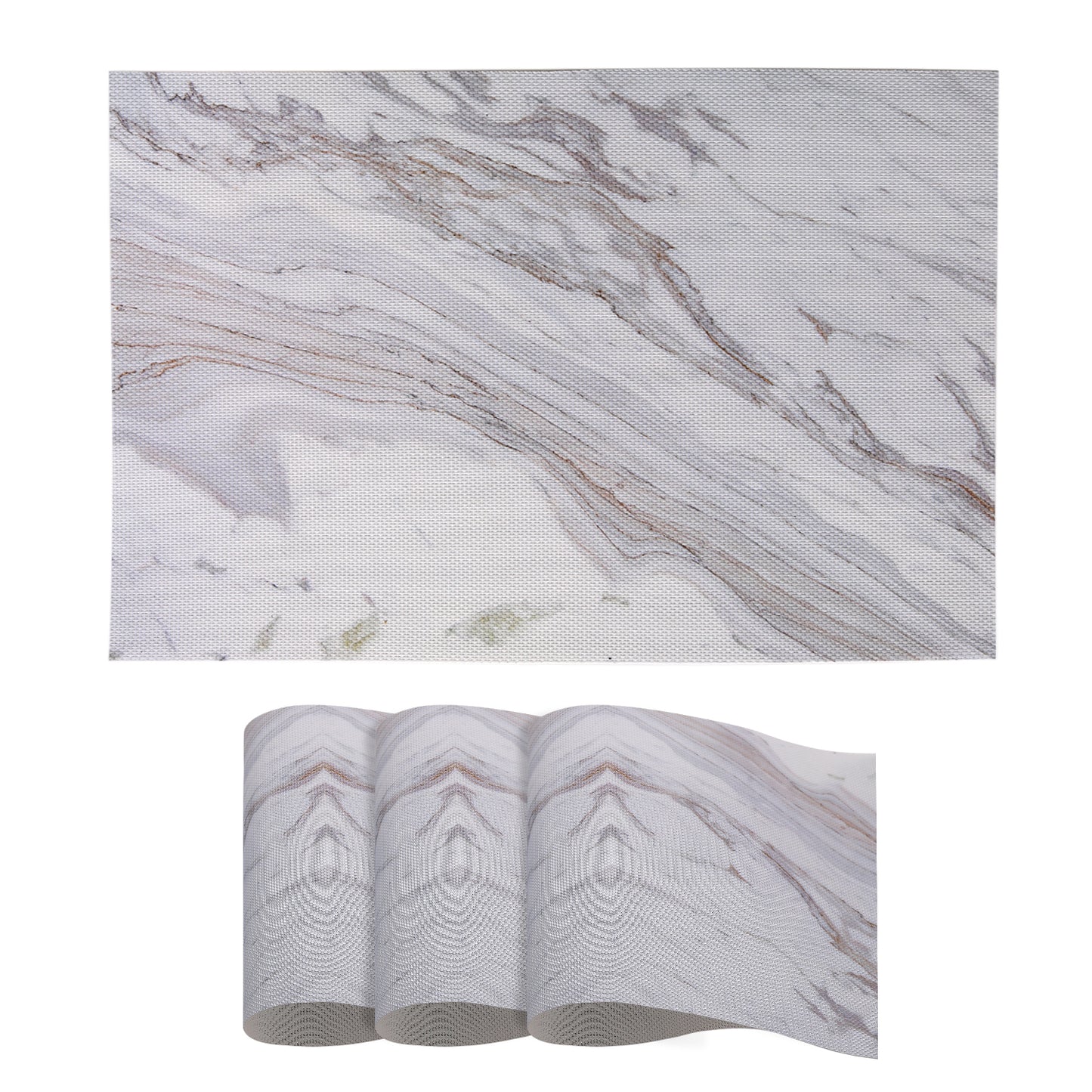 Marble Fusion PVC Mats for Dining Table, Glacier Vein - Frost Grey
