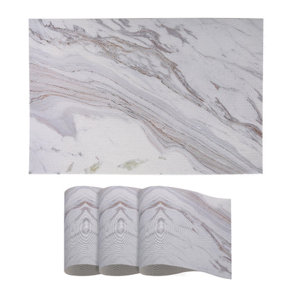 Marble Fusion PVC Mats for Dining Table, Glacier Vein - Frost Grey