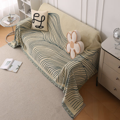 WaveLoom Collection Printed Chenille Sofa Cover Throw, Peacock Green