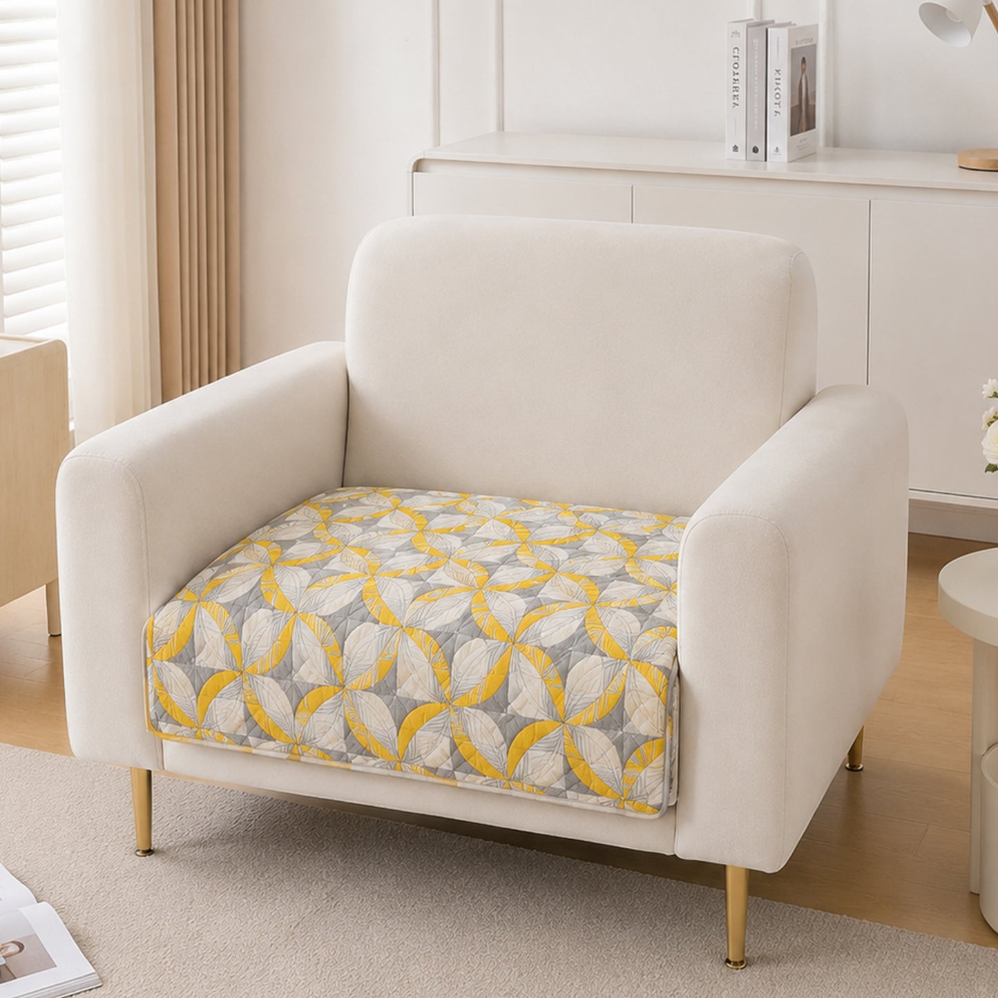 Polyester Printed Quilted Sofa Cover Mats, Windmill Cyber Yellow