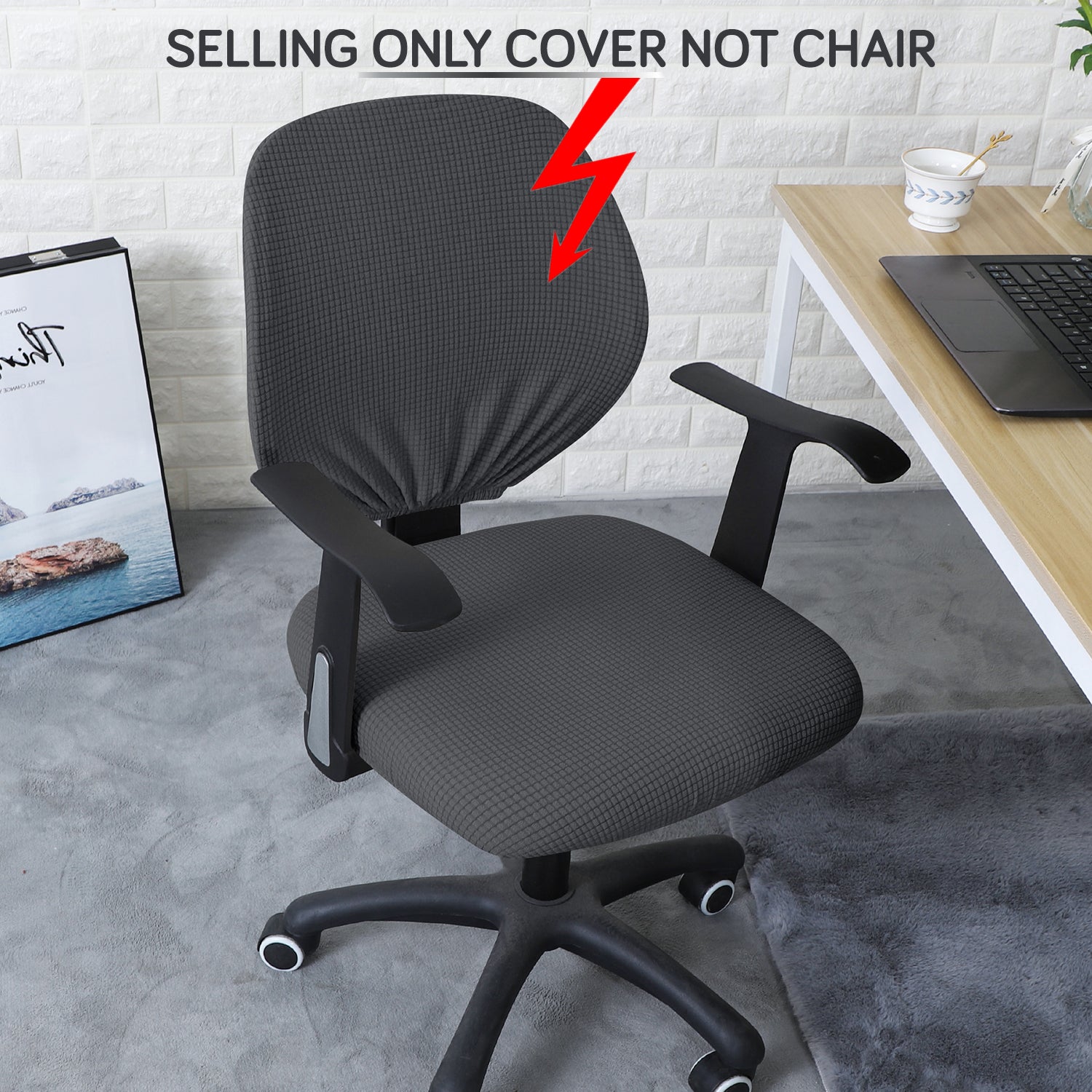 Buy Dark Grey revolving chair cover Chair cover | Hokipo