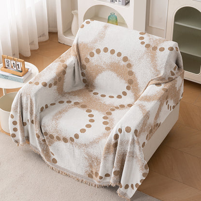 HOKIPO Premium 320 GSM Chenille Sofa Cover All Season 'Serene Abode Series', Latte Dotted Wave