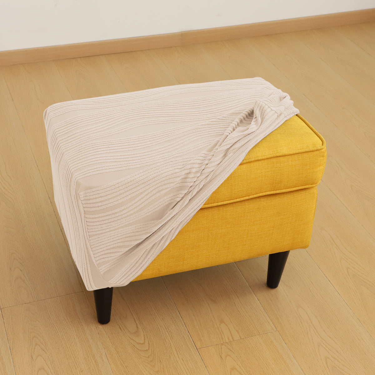Nestiva Series Knitting Jacquard Stretchable Footstool Cover - Skimmed Cream