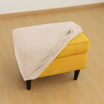 Nestiva Series Knitting Jacquard Stretchable Footstool Cover - Skimmed Cream