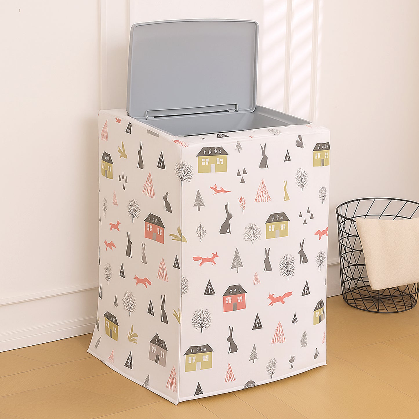 Waterproof Front Load / Top Load Washing Machine Cover | PEVA Dustproof Protective Cover for 6kg, 6.5kg, 7kg & 7.5kg Fully Automatic Machines, Woodland Village