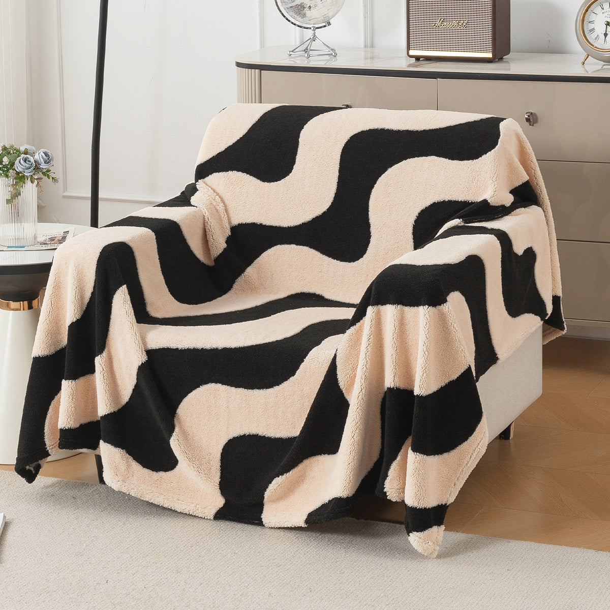 Buy Wavy Stripe Noirea Series Luxury Plush Sofa Throw Blanket | HOKIPO