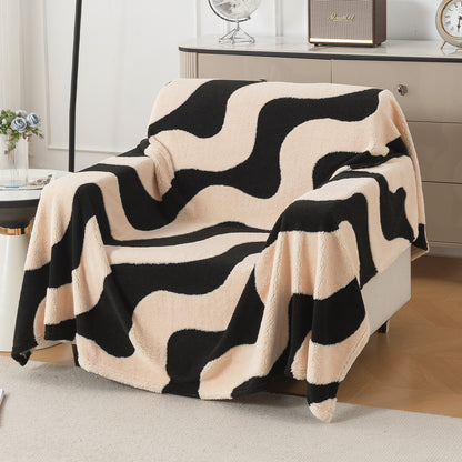 Buy Wavy Stripe Noirea Series Luxury Plush Sofa Throw Blanket | HOKIPO