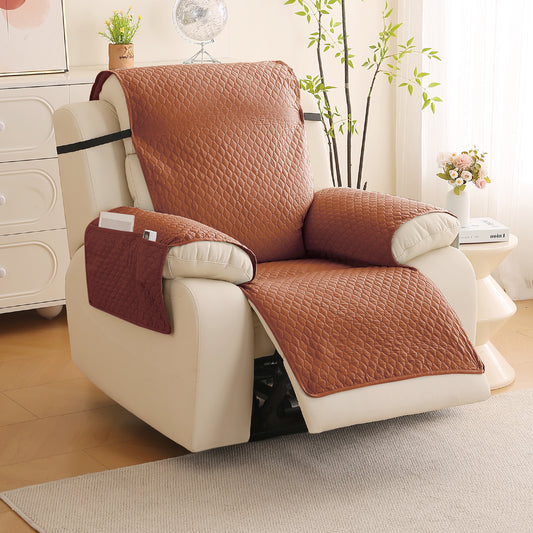 Quilted Recliner Mats for 1 Seater Recliner Sofa, Brown