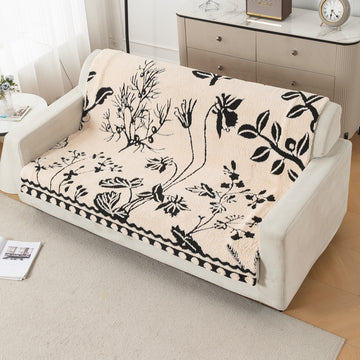 'Noirea Series' Plush Sofa Cover for Seat & Back, Butterfly Garden