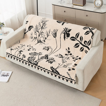 'Noirea Series' Plush Sofa Cover for Seat & Back, Butterfly Garden