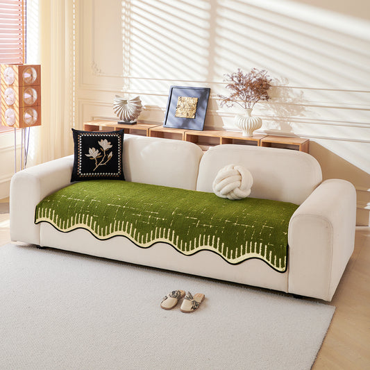 Premium Supple Soft Wavy Sofa Cover Mat, Green
