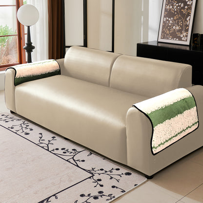 Luxury Wavy Plush Anti-Slip Sofa Cover Mats - Pistachio Green