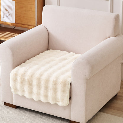 'FurHug' Premium Faux Rabbit Fur Sofa Seat Mats, Beige