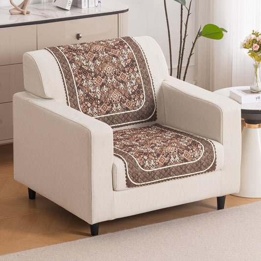 LoomVerse Quilted Sofa Cover Set Washable Sofa Panel for Seat & Back - Rustic Lattice