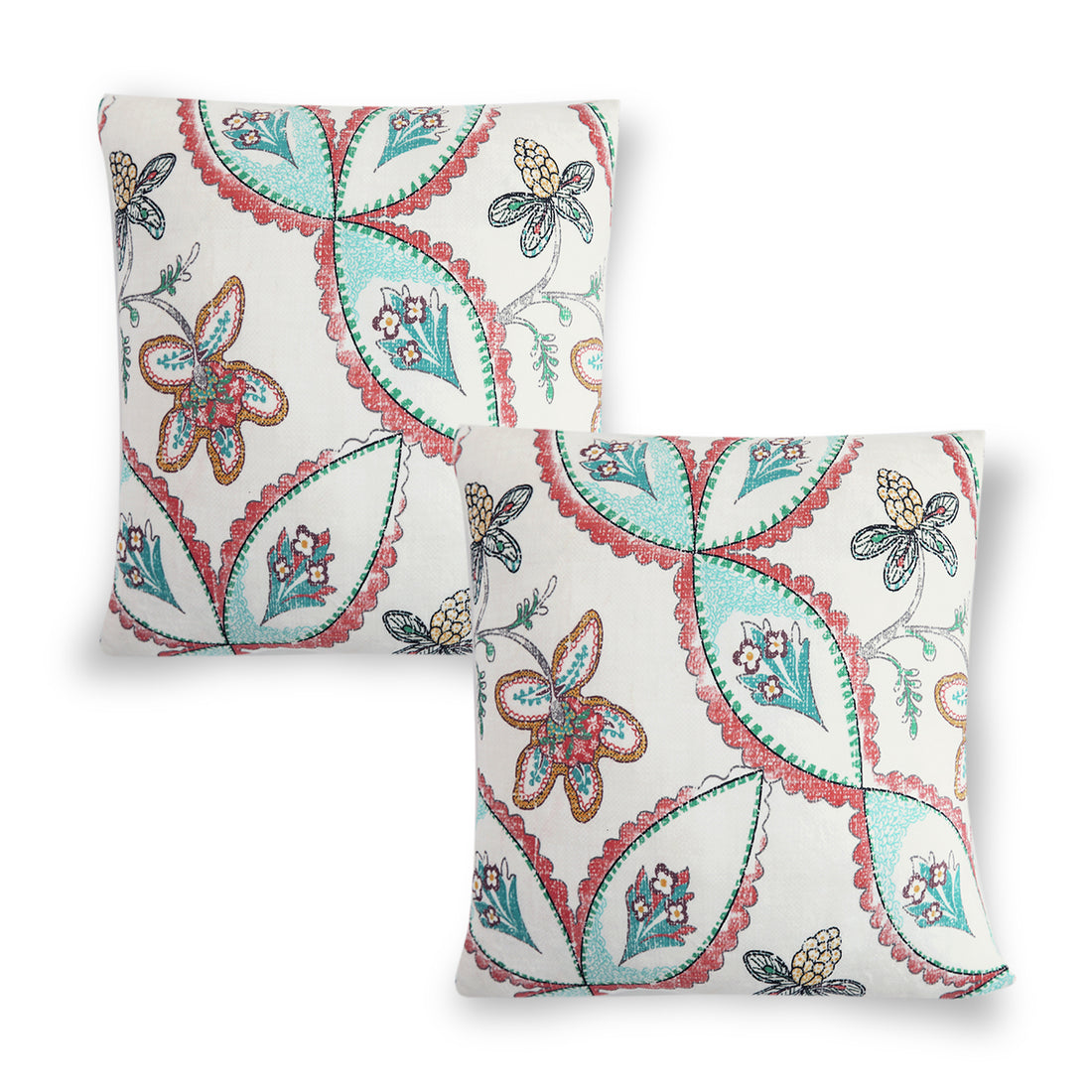 Buy Beige Persian Garden Printed Zippered Square Velvet pillow covers in set of 2