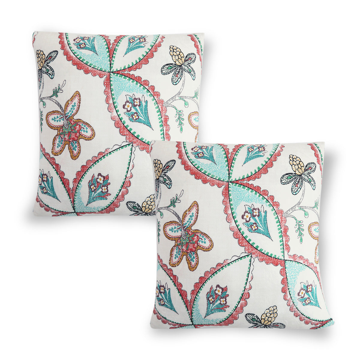 Buy Beige Persian Garden Printed Zippered Square Velvet pillow covers in set of 2