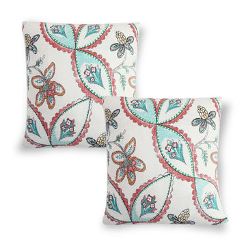 Buy Beige Persian Garden Printed Zippered Square Velvet pillow covers in set of 2