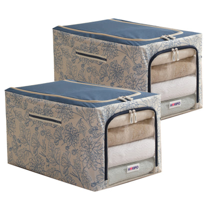 Foldable Cloth Storage Organizer for Wardrobe, Blue Blossom