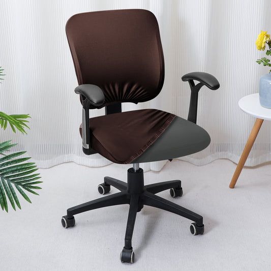 Office Chair Cover for Task Chair – 140 GSM Stretchable Fabric – Washable & Anti-Slip – Fits Small Office Chairs Without Headrest, Brown