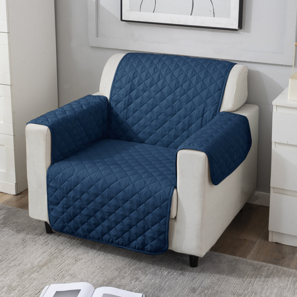 Navy Blue elegant 1 seater sofa cover