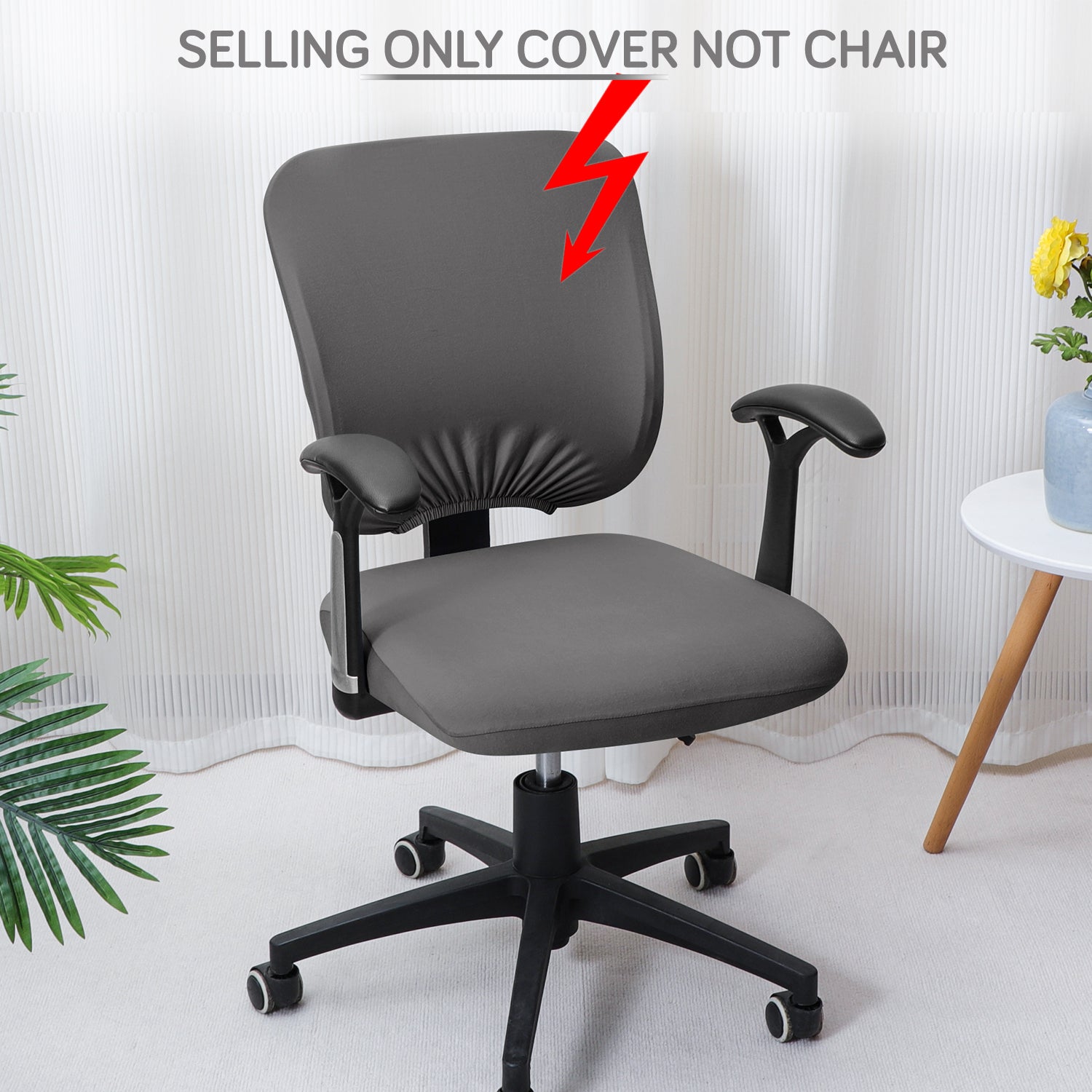 Buy Grey Stretchable Jacquard Regular Office Chair Cover | Hokipo