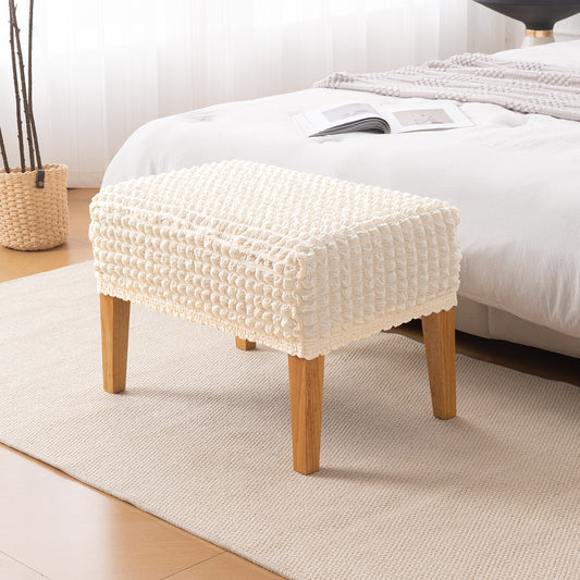 Aria Nova 280 GSM Bubble Stretchable Foot Rest Stool Cover, Light Cream