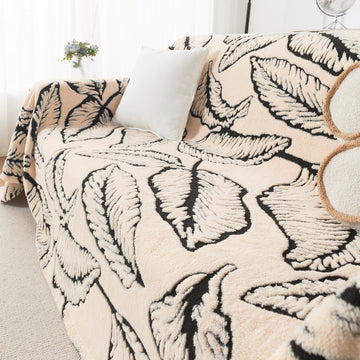 Buy Botanical Leaf Design Noirea Series Plush Sherpa Sofa Throw for Complete Sofa | HOKIPO