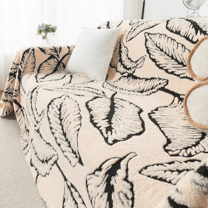 Buy Botanical Leaf Design Noirea Series Plush Sherpa Sofa Throw for Complete Sofa | HOKIPO